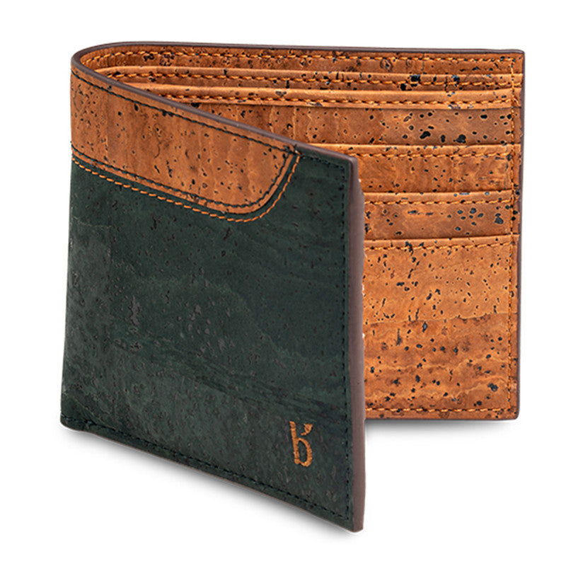 Cork Bi-Fold Wallet for Men | Green