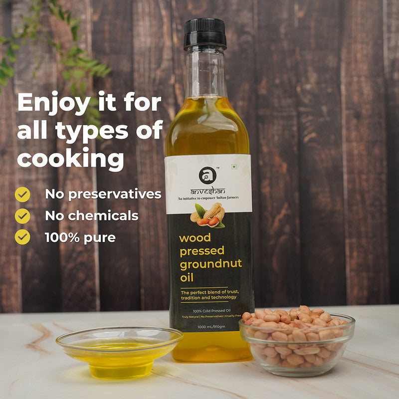 Groundnut Oil | Peanut Oil | Wood Pressed | Natural | 1 L