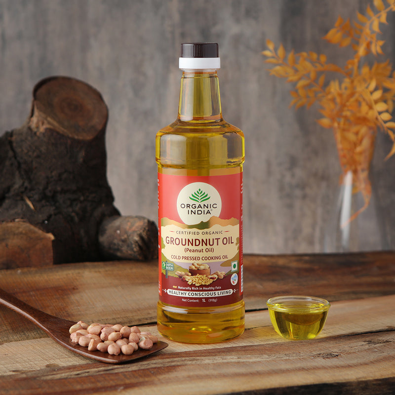 Organic India | Groundnut Oil | Cold Pressed | 1 Litre