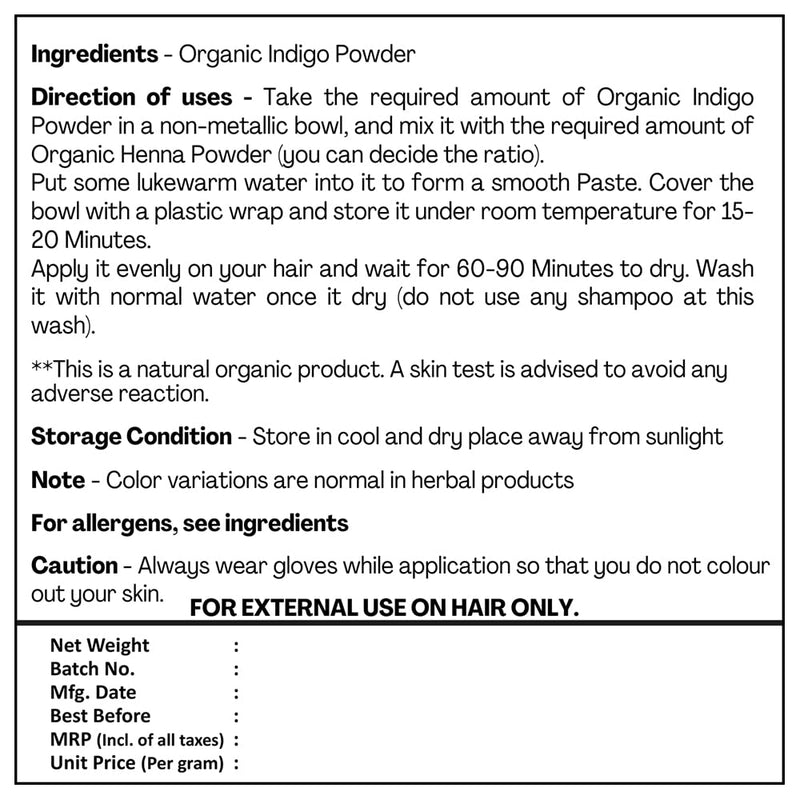 Organic Indigo Powder | Natural Hair Color | 100 g