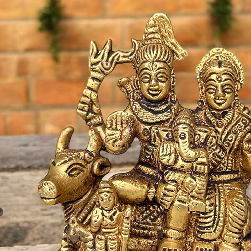 Brass Shiv Parivar Idol | Gold