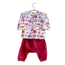 Organic Cotton Baby Kurta Pajama Set | White & Red