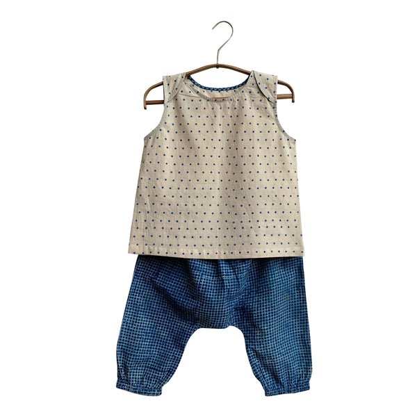 Cotton Baby Jabla & Pant Set | Indigo & White