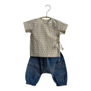 Organic Cotton Angarakha with Pants for Baby | Indigo Check