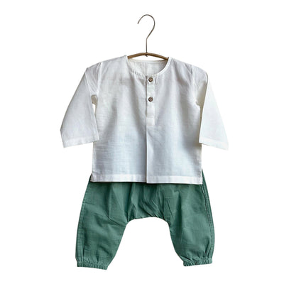 Organic Cotton Top Pajama Set for Kids | White