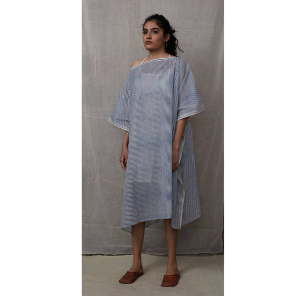 Blue Printed Cotton Kaftan