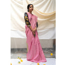 Pure Linen Saree with Kalamari Blouse | Light Pink