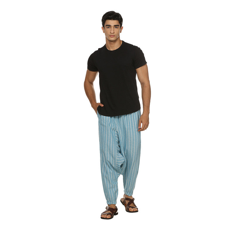 Cotton Harem Pants for Men | Blue & Brown | Pack of 2 | Stripes