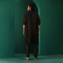 Black Long Kurta for Men | Silk Blend