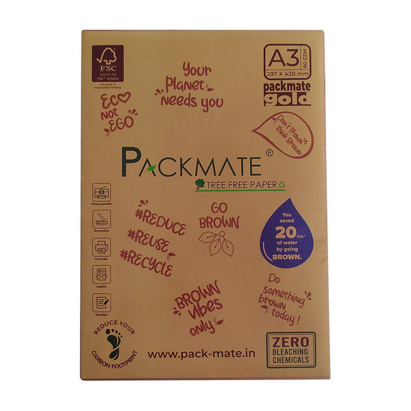 Gold Unbleached Copier | 100% Recycled Paper | A3 Size, 1 Ream | 500 sheets