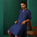 Long Kurta for Men | Silk Blend | Blue