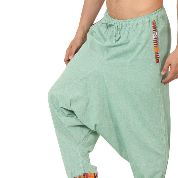 Cotton Harem Pants for Men | Sea Green | Tribal Print