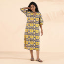 Cotton Printed Dress for Women | Ikat Print | Yellow