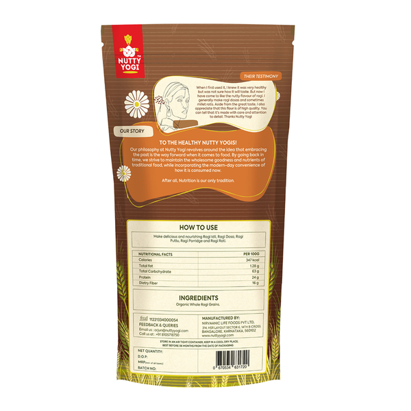 Finger Millet Flour | Ragi Atta | Source of Calcium | 400 g | Pack of 2