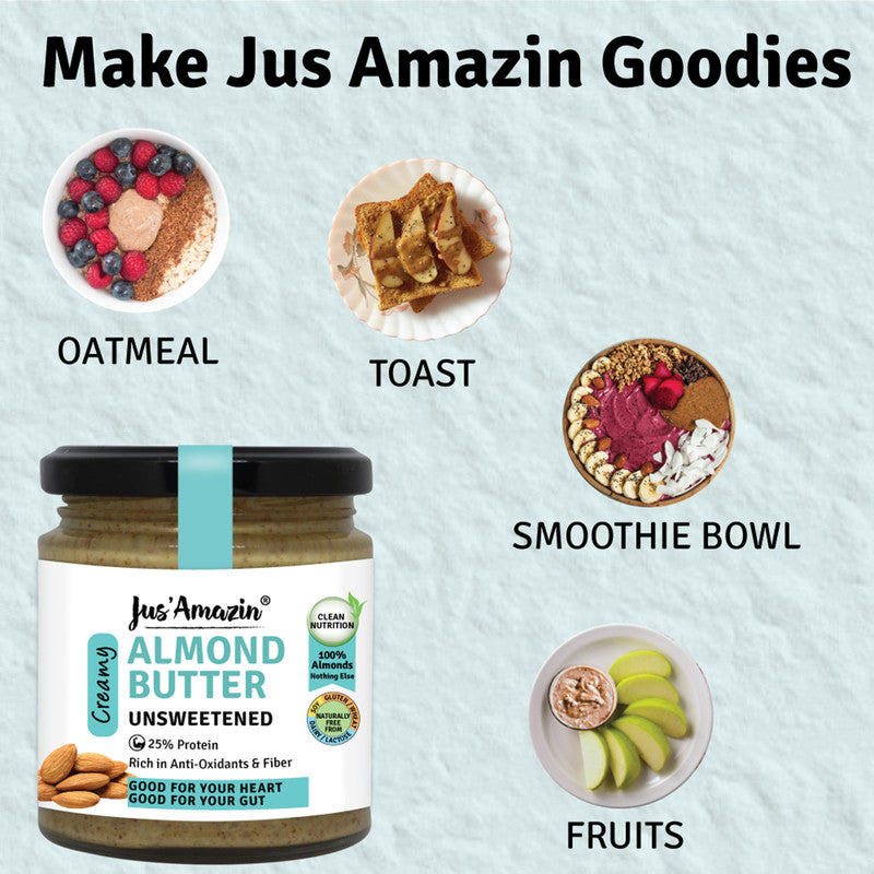 Almond Butter | Creamy | Unsweetened | Vegan & Dairy Free | 200 g