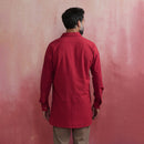 Cotton Short Kurta for Men | Maroon | Shirt Collar