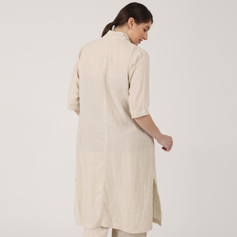 Linen Shirt Tunic for Women | Beige