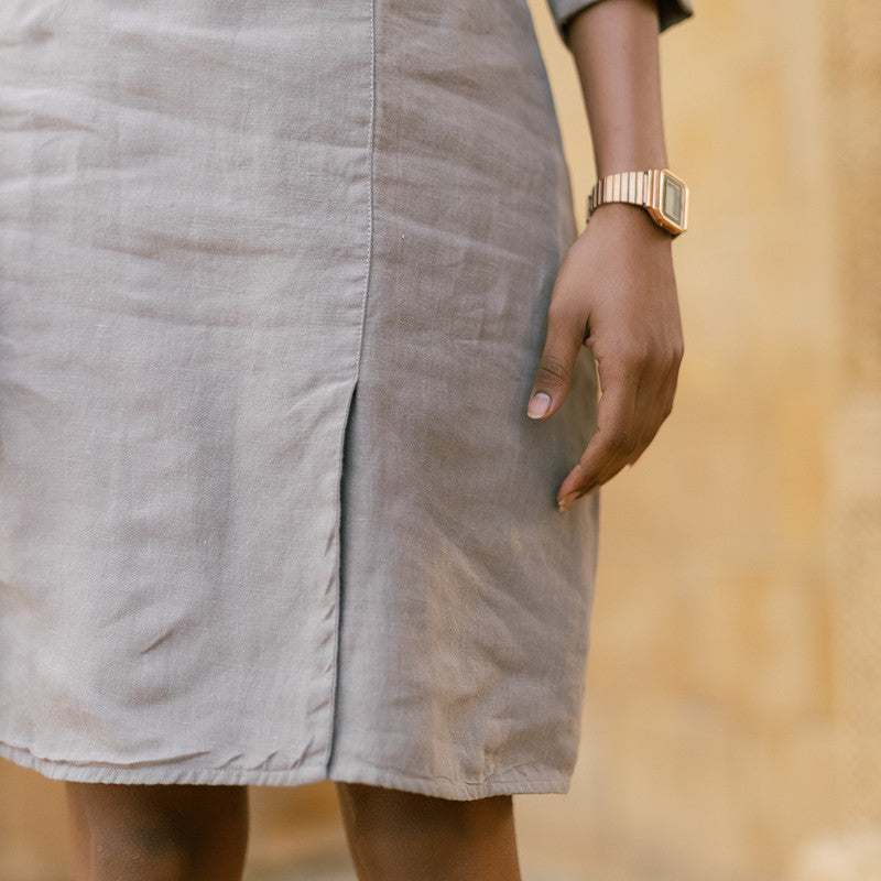 Linen Midi Dress for Women | Beige.