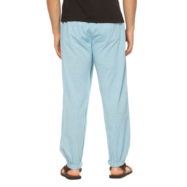 Cotton Jogger Pants for Men | Sky Blue | Front Pocket