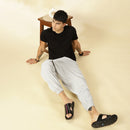 Cotton Harem Pants for Men | Melange Grey | Stripes