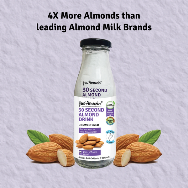 30 Seconds Almond Drink | Unsweetened | 6g Protein Per Sachets | Rich In Anti-Oxidants & Calcium | 5 x 25g Sachets | 125 g