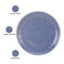 Stoneware Ceramic Dinner Set | 6 Dinner Plates & 6 Bowl Katori | Mist Blue | Set of 12