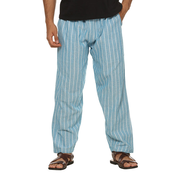 Cotton Pajama Pants for Men | Dark Blue & Light Blue | Pack of 2