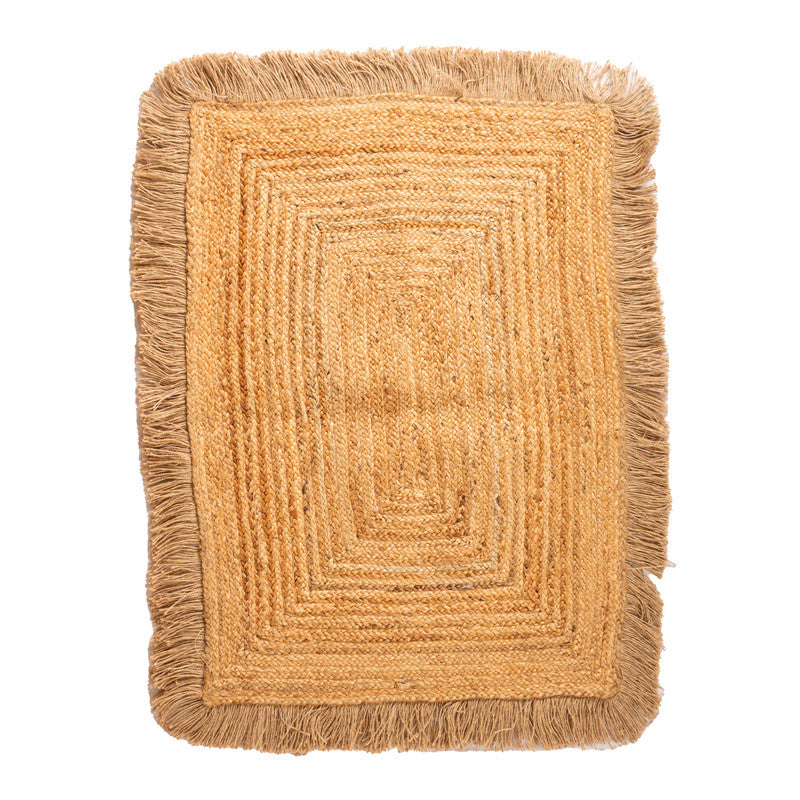 Jute Floor Carpet | Lace Rectangle | Beige | Ultra Large - 4 x 3 Feet