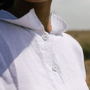 Linen Shirt Dress for Women | Navy Blue & White