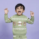 Cotton Sweater for Babies & Kids | Bear Design | Pistachio Green