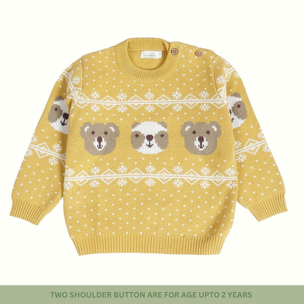 Cotton Yellow Sweater for Babies & Kids | Bear Design