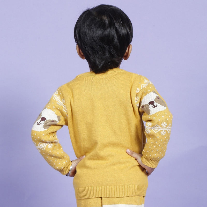 Cotton Yellow Sweater for Babies & Kids | Bear Design