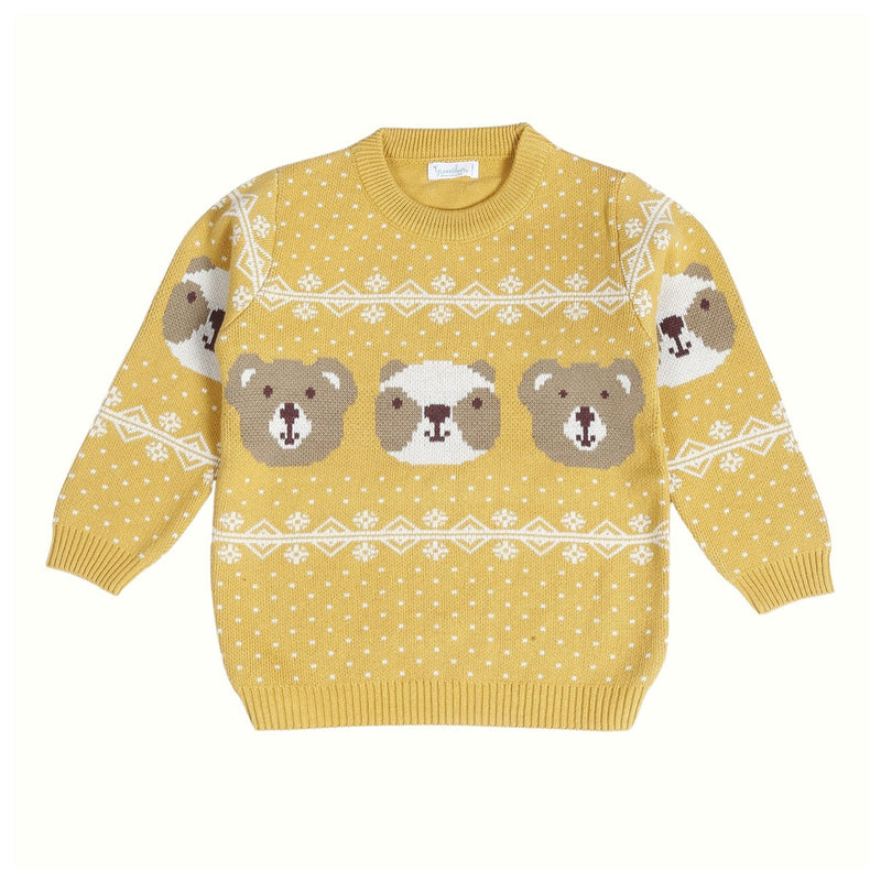 Cotton Yellow Sweater for Babies & Kids | Bear Design