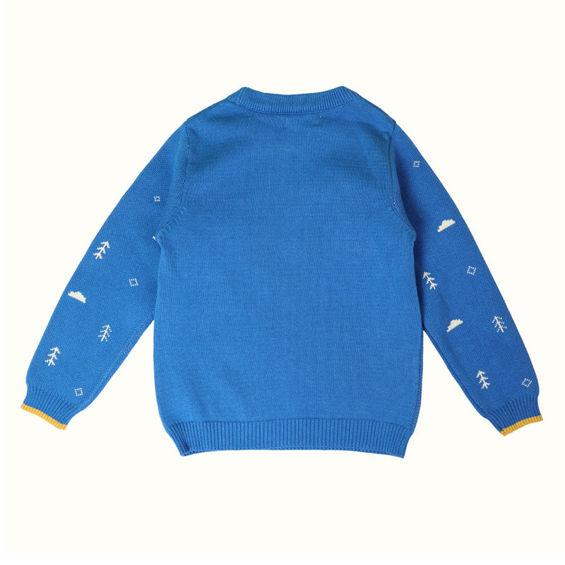 Sweater For Babies & Kids | Ecological Cotton | Giraffe Design | Blue