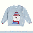 Cotton Blue Sweater for Babies & Kids | Bear Design | Full Sleeves