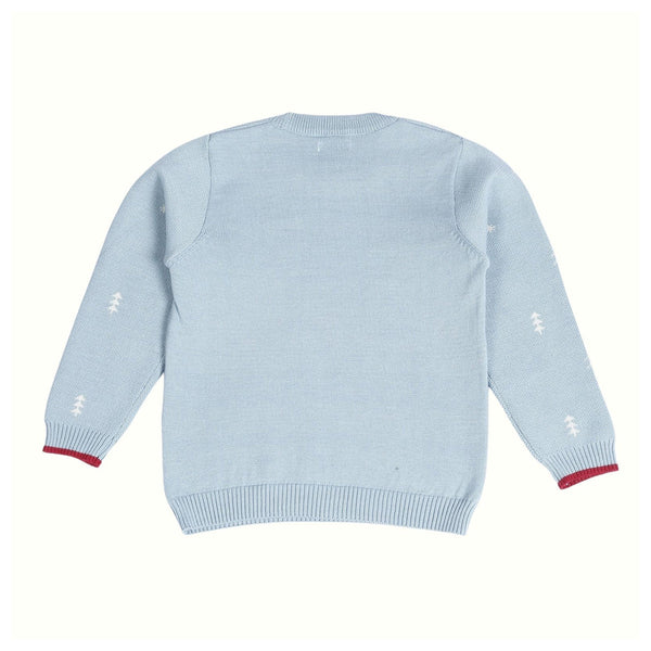 Cotton Blue Sweater for Babies & Kids | Bear Design | Full Sleeves