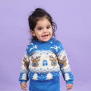 Cotton Sweater For Babies & Kids | Reindeer Design | Blue