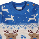 Cotton Sweater For Babies & Kids | Reindeer Design | Blue