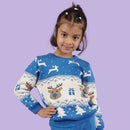 Cotton Sweater For Babies & Kids | Reindeer Design | Blue