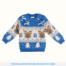 Cotton Sweater For Babies & Kids | Reindeer Design | Blue