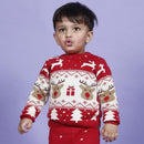 Cotton Red Sweater for Babies & Kids | Reindeer Design | Full Sleeves