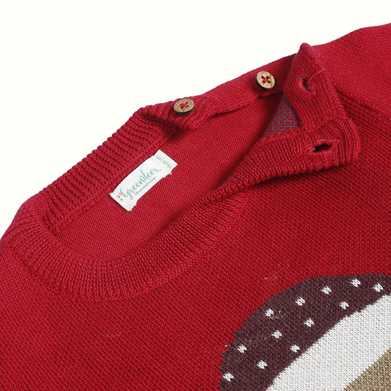 Cotton Red Sweater for Babies & Kids | Santa Design | Full Sleeves