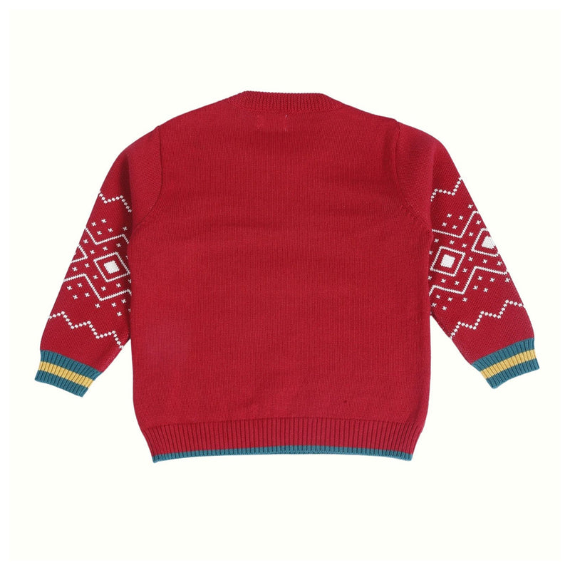 Cotton Red Sweater for Babies & Kids | Santa Design | Full Sleeves