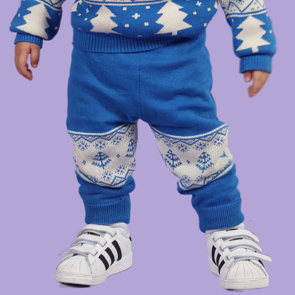Cotton Pyjamas Pants For Babies & Kids | Pine Tree Design | Blue