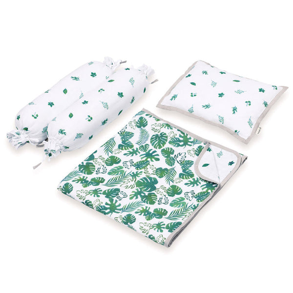 Baby Gifts | Bamboo Muslin New Baby Mini Cot Set | Green.