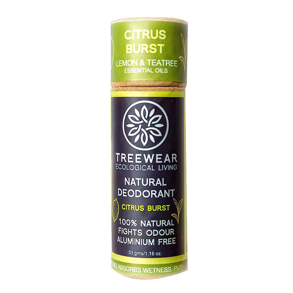 Tree Wear Natural Deodorant Stick | Tea Tree & Lemon | Citrus Burst | 33 g