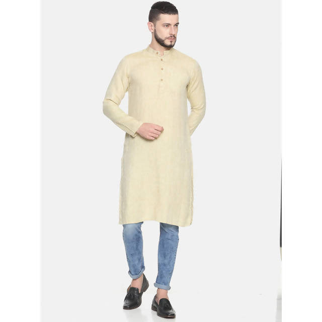 Hemp Slim Fit Long Kurta | Fawn