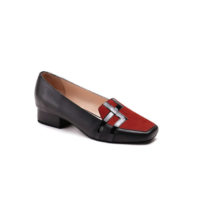 Ethically Sourced Nubuck Leather | Block Heel Loafers | Rust & Black