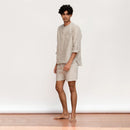 Pure Linen Men Shorts Set | Ecru.