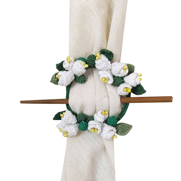 Cotton Yarn White Jasmine Crochet Hair Accessory